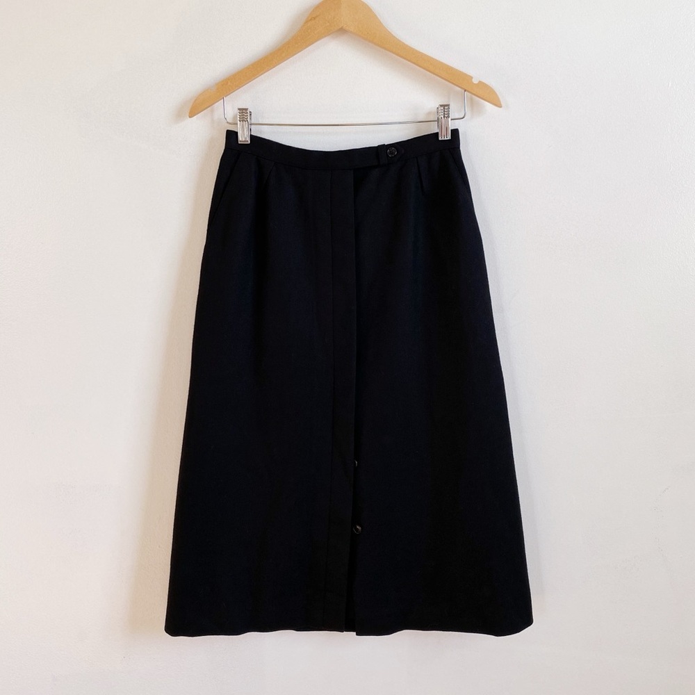 Vintage Black A-Line Wool Skirt
